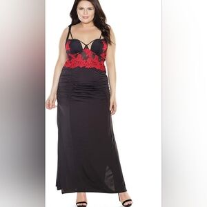 Couquette Sexy Black and Red Lace Ruched Lingere Dress